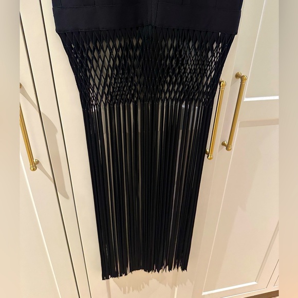 Herve Leger nadia lattice fringe bandage gown - Picture 3 of 9